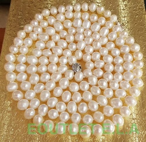GENUINE 8-9mm PEARLS NECKLACE 1.3m+FREE EARRINGS